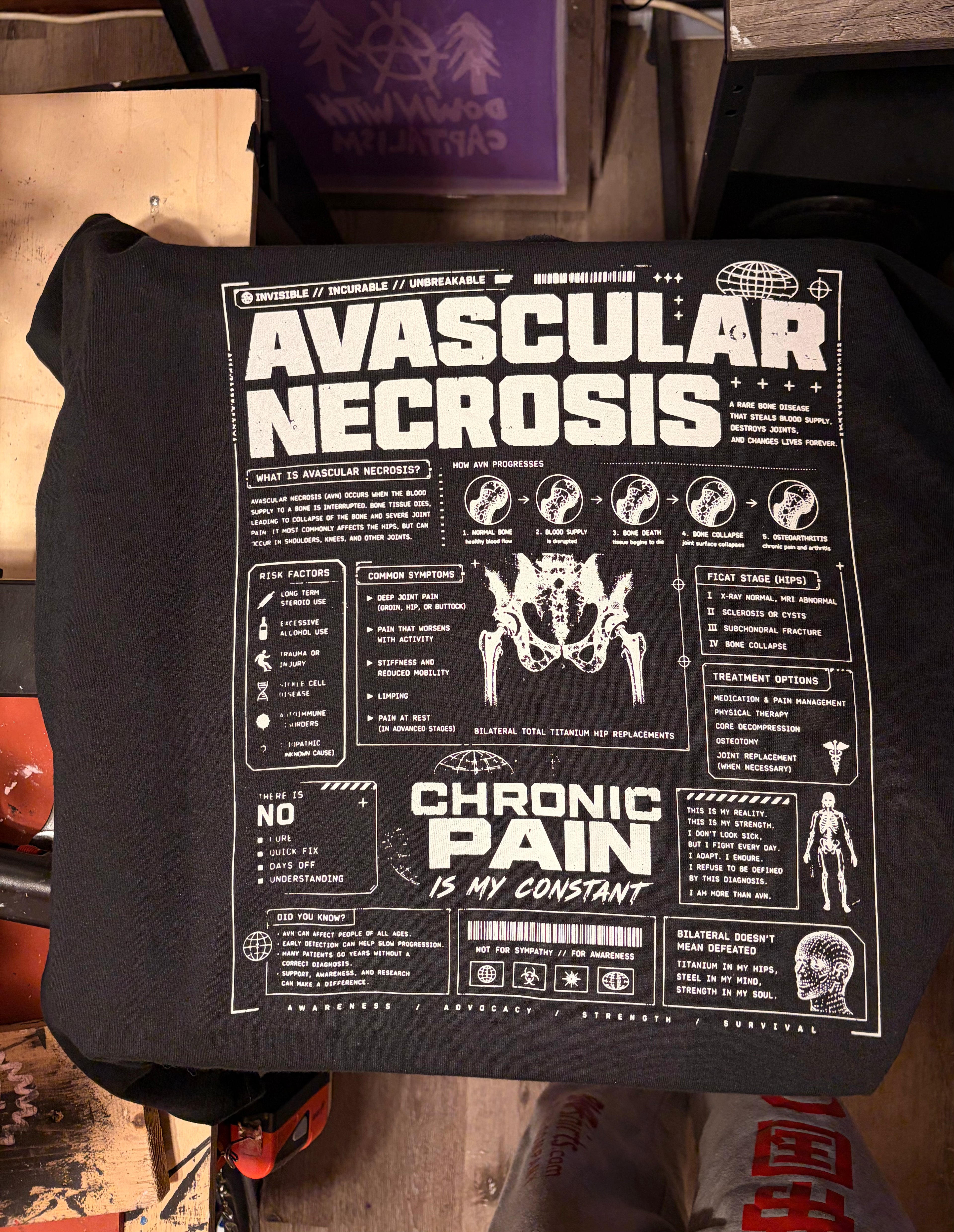Avascular Necrosis Awareness T-Shirt | Chronic Pain Warrior Graphic Tee