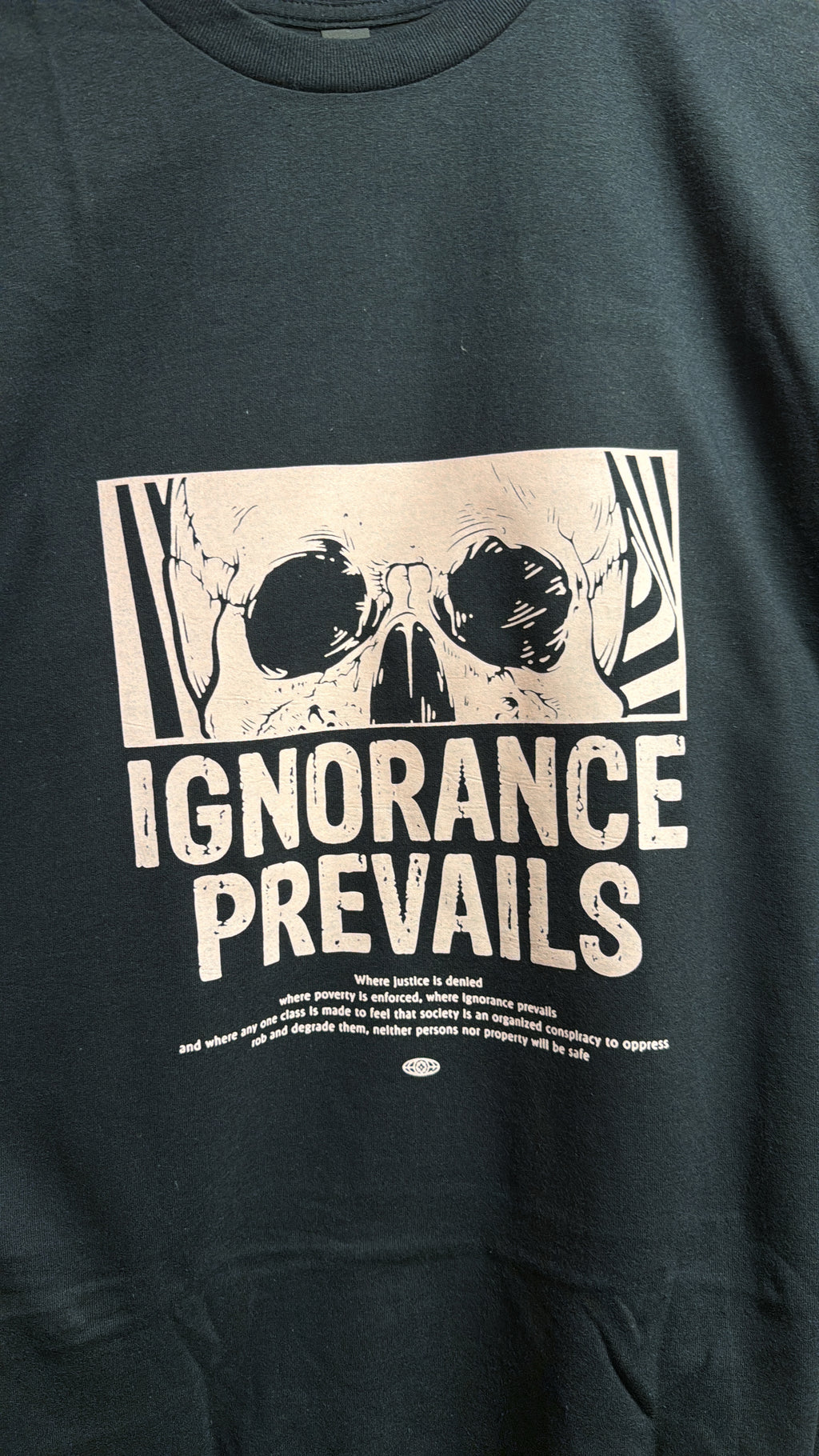 Ignorance Prevails Skull Graphic T-Shirt | Vintage Streetwear Statement Tee