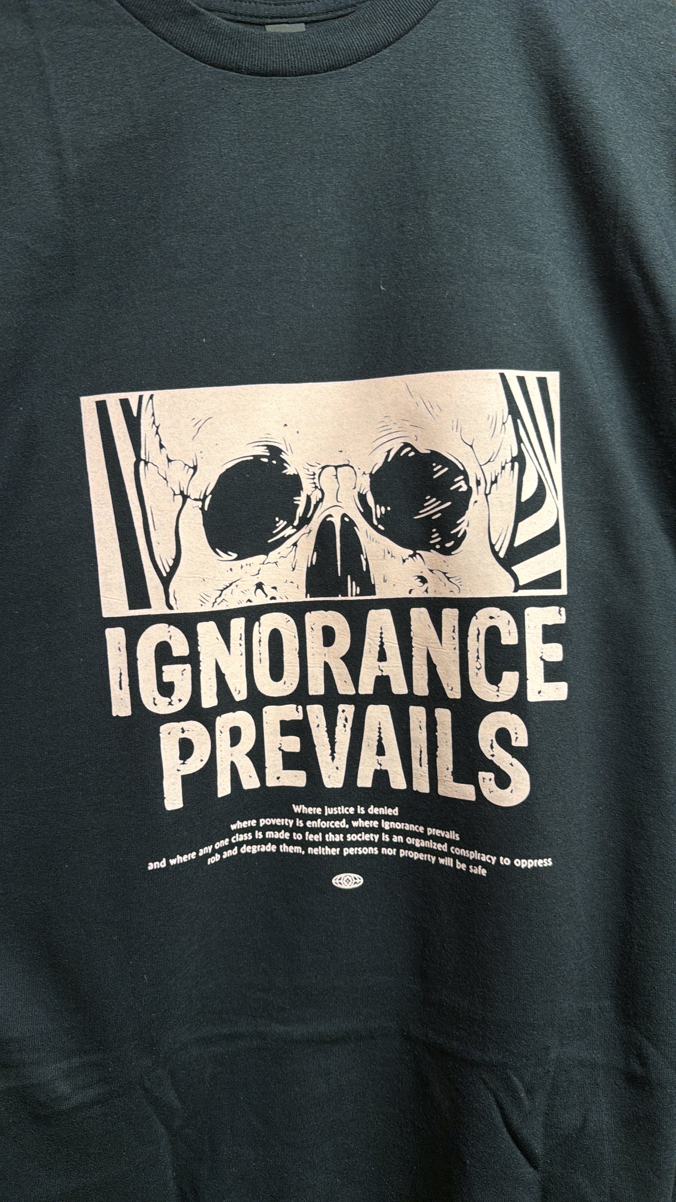 Ignorance Prevails Skull Graphic T-Shirt | Vintage Streetwear Statement Tee