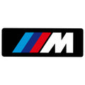 BMW M emblem with blue and red stripes and a white M on a black field