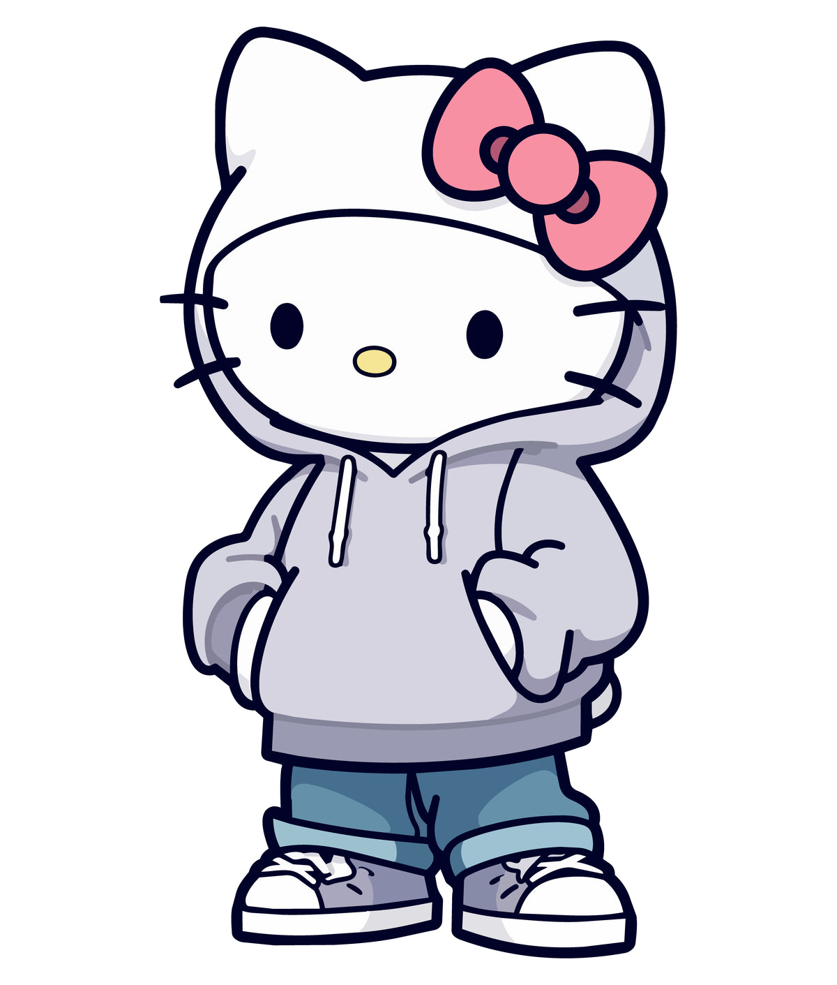 Design reference artwork — T-shirt mockup pending: Hello Kitty Hoodie Kind of Day