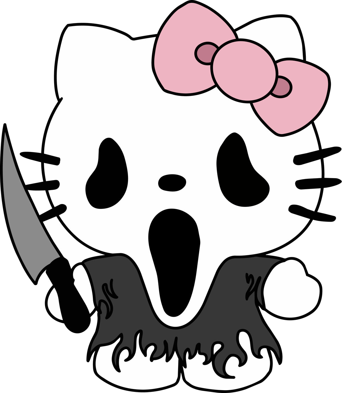 Design reference artwork — T-shirt mockup pending: Hello Kitty Has a Scream Side