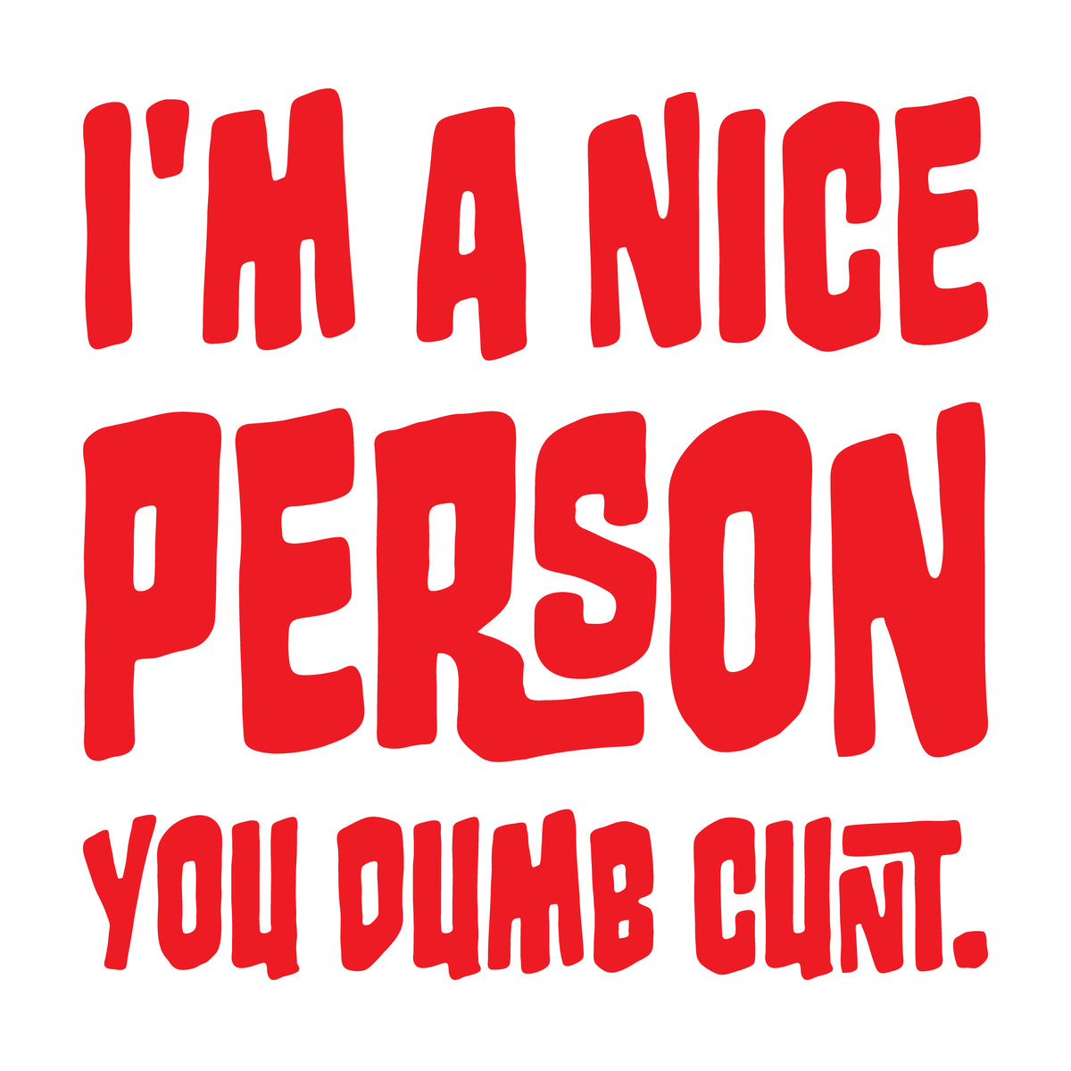 Design reference artwork — T-shirt mockup pending: I'm a Nice Person, You Dumb Cunt