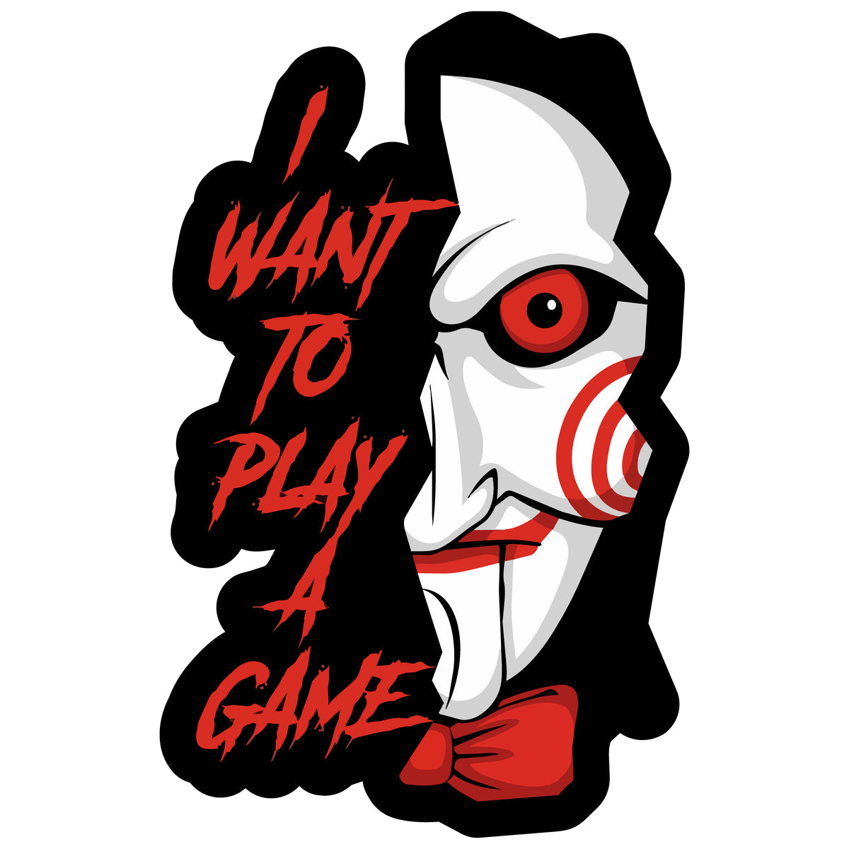 Design reference artwork — T-shirt mockup pending: Saw I Want to Play a Game